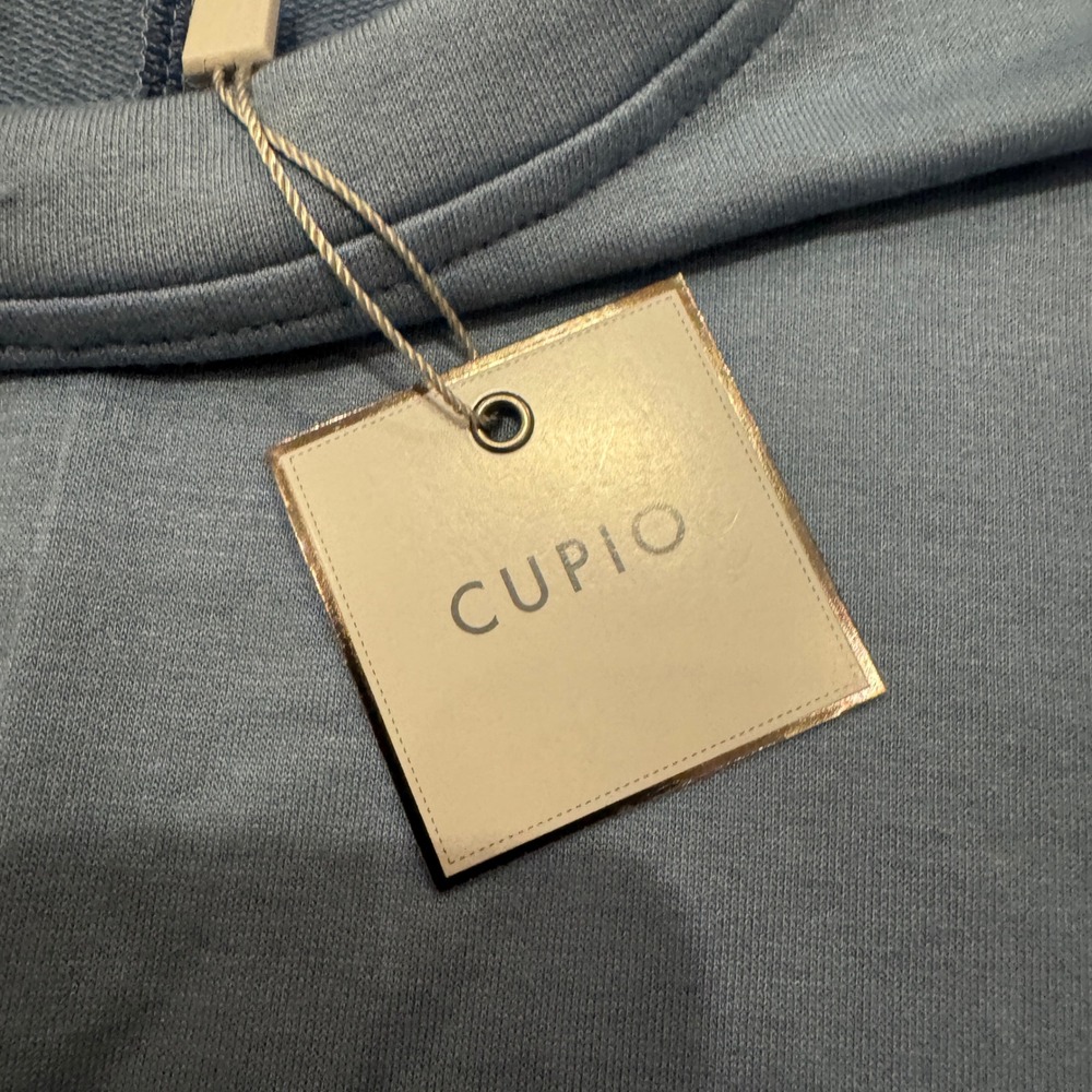 Cupio Womens Faded Denim Blue Braided Shoulder High Low Knit Top S NEW - Picture 5 of 9